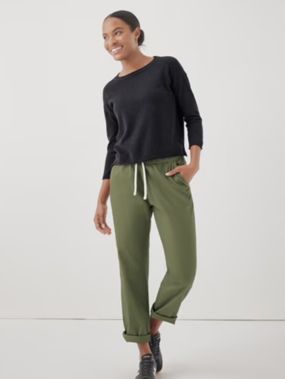 Pact Olive Drawstring Joggers with Rolled Hem